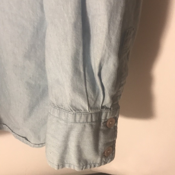 Madison & Max button down top size 18W  long sleeves blue cream floral d… - Picture 6 of 9